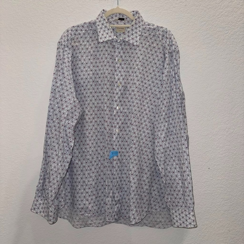 Culturata Men's Sz XXL (18/46) Button Up Shirt Tailored Fit Floral Made in Italy